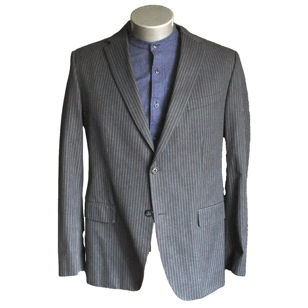 charcoal pinstripe Banana Republic cotton blazer jacket sport suit‎ coat 44 R